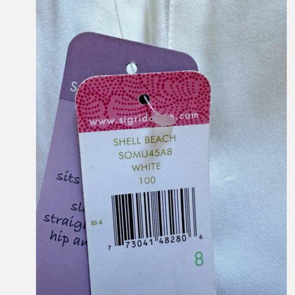 Sigrid Olsen Shell Beach White Innovator Straight Leg Pants Low Rise Size 8 - Picture 3 of 5